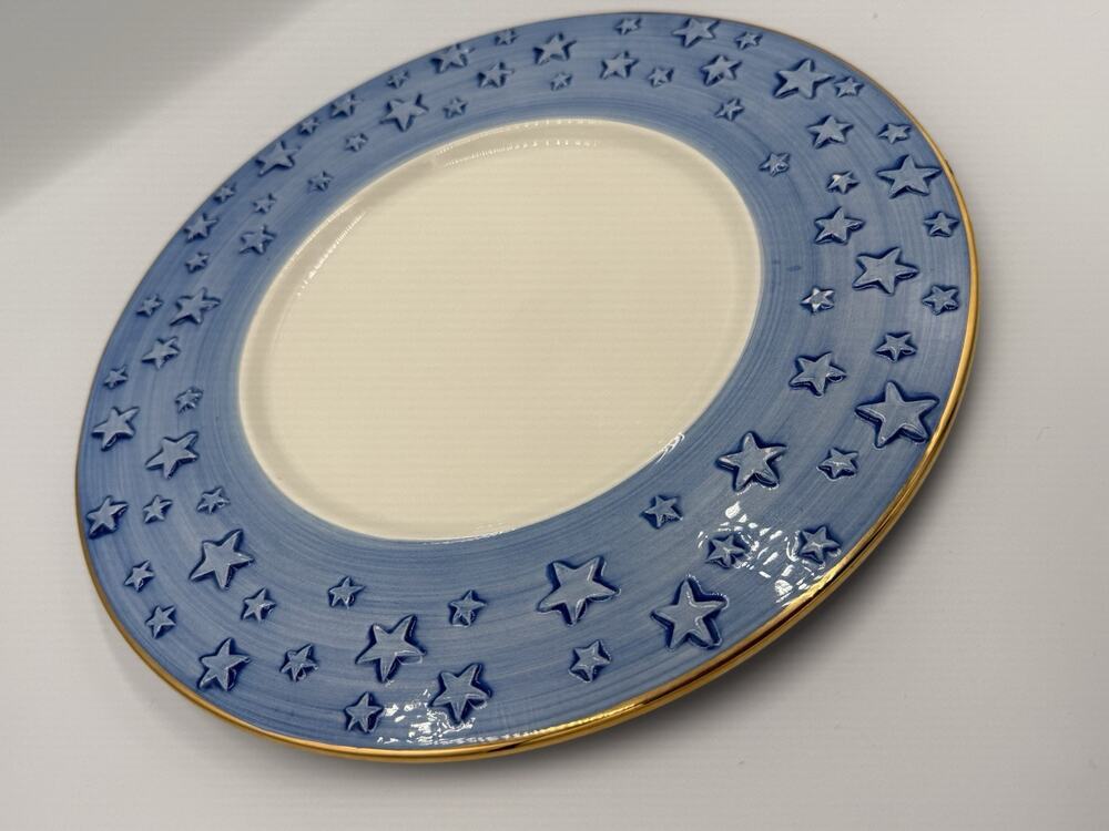 Large Blue Star Round Platter Made In Italy -Este CE Holiday